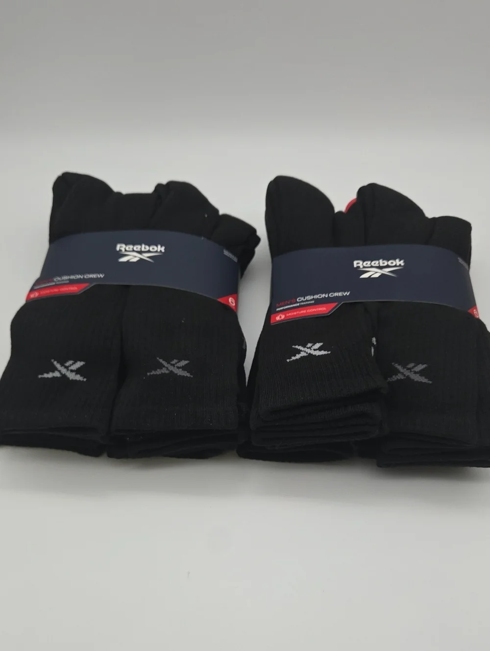 PROMOTION 12 Pack Reebok Men's Black Cushion Crew Socks - Pack